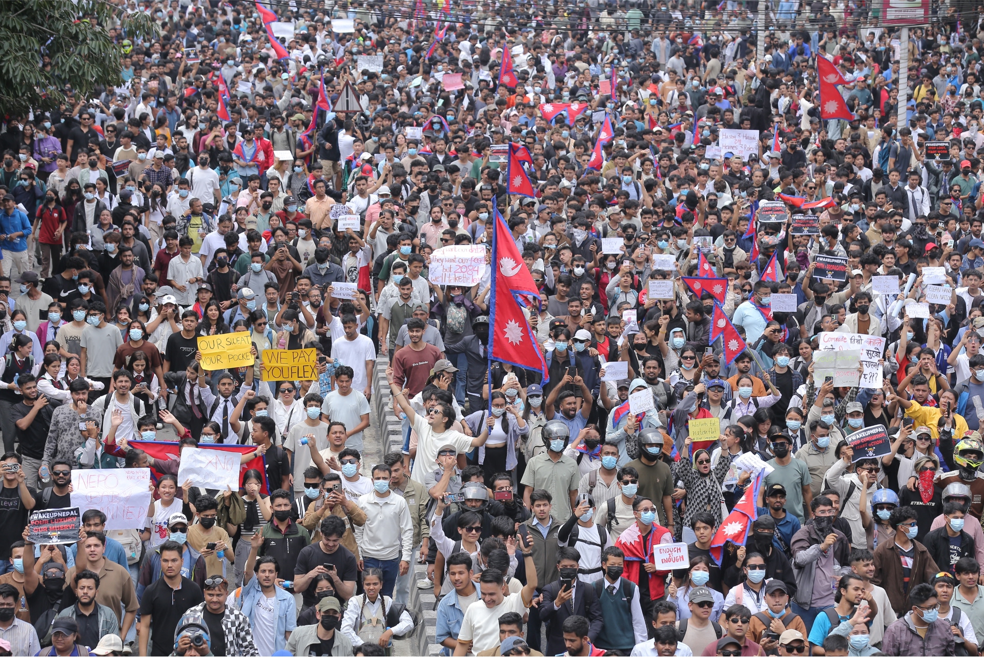 Manifestantes en Nepal