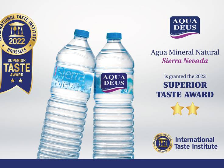 El agua mineral natural Aquadeus Sierra Nevada haobtenido dos estrellas en los Superior Taste Awards