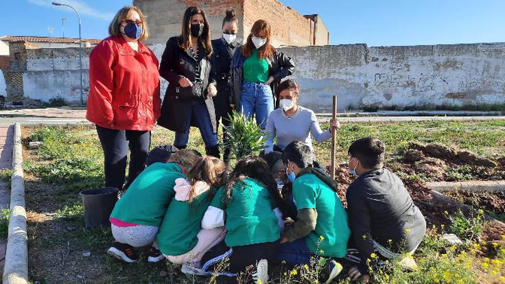 Auxiliadora del Olmo, concejala Bienestar Social. Proyecto &quot;Creando espacios verdes&quot; del programa ERACIS en Linares