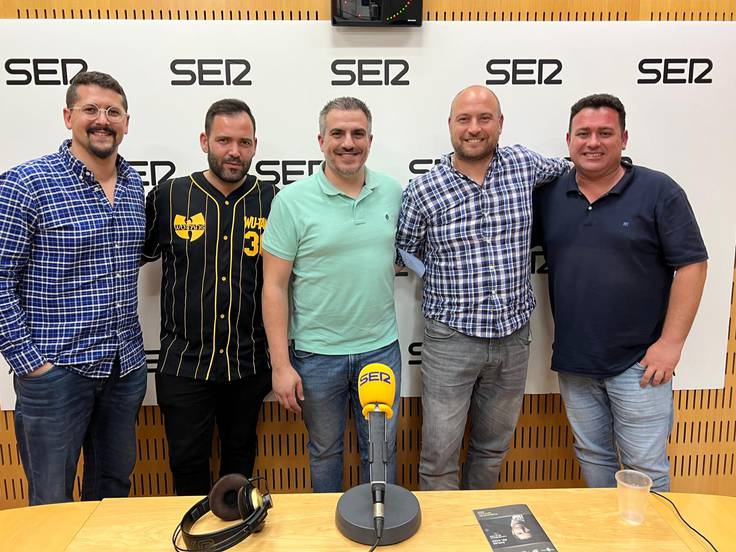 Jose Antonio Sánchez, Fran Díaz, Salva Oliva, Angelón y Tomás Romera en Siempre Real Murcia