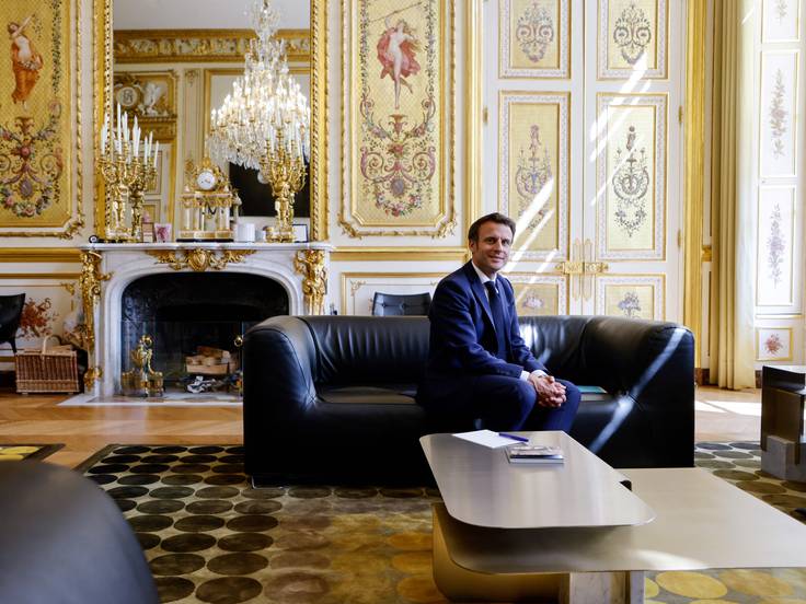 El presidente francés, Emmanuel Macron, en el Palacio del Elíseo en París el 19 de mayo de 2022. (Fotografía de LUDOVIC MARIN / AFP via Getty Images)