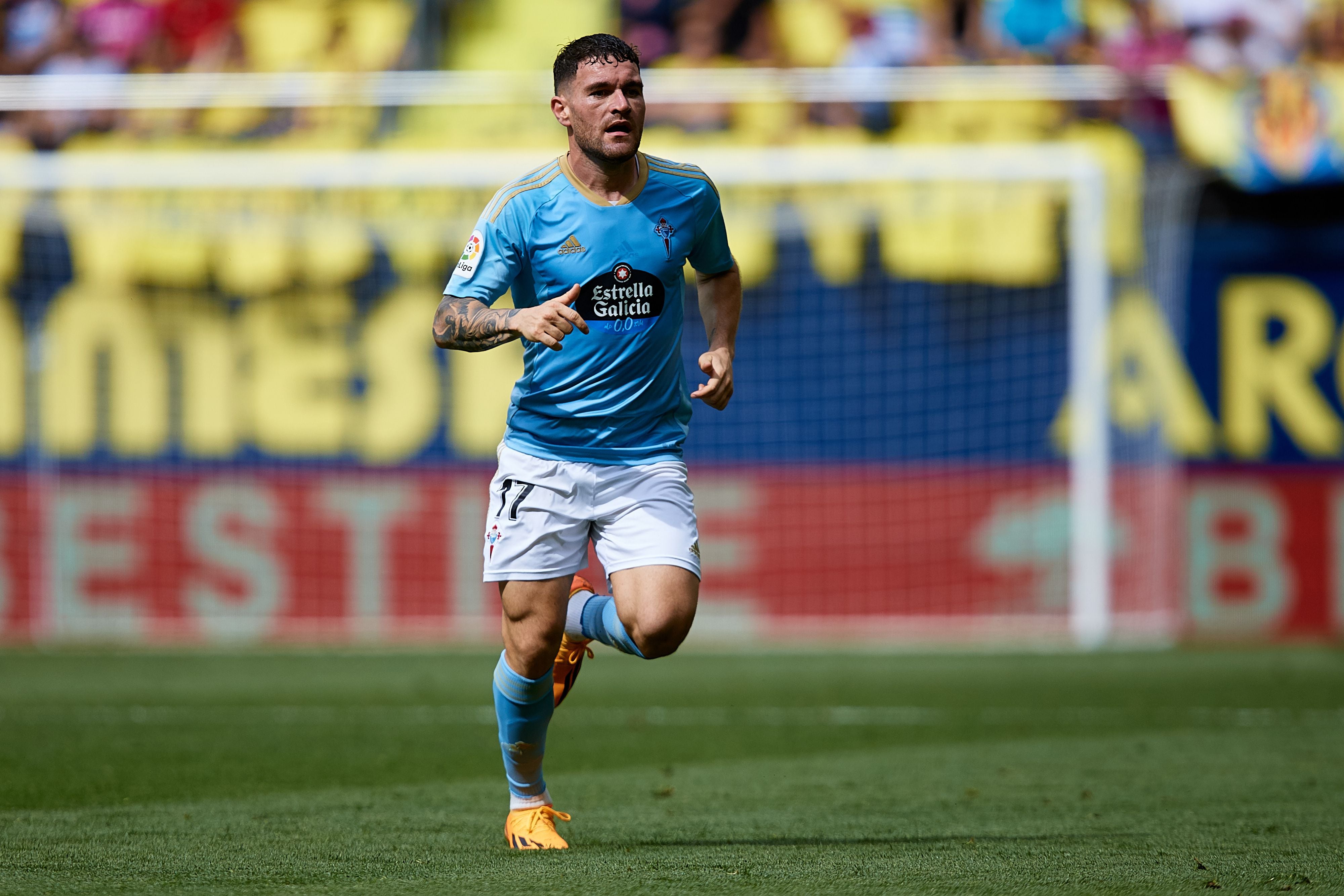 Javi Galan of RC Celta de Vigo runs during the LaLiga Santander match between Villarreal CF and RC Celta de Vigo at Estadio de la Ceramica, April 30, 2023, Vila-real, Spain. (Photo by David Aliaga/NurPhoto via Getty Images)