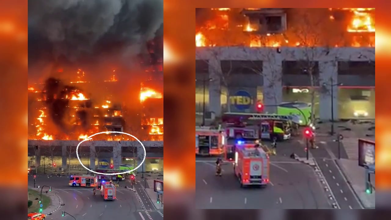 La espectacular imagen de una persona saltando para huir de las llamas en el gran incendio de València