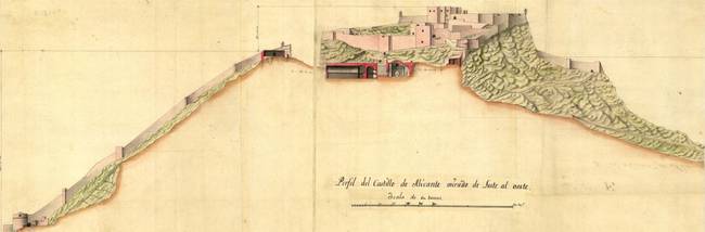 Plano de 1721 de la escalera de acceso al Castillo de Santa Bárbara