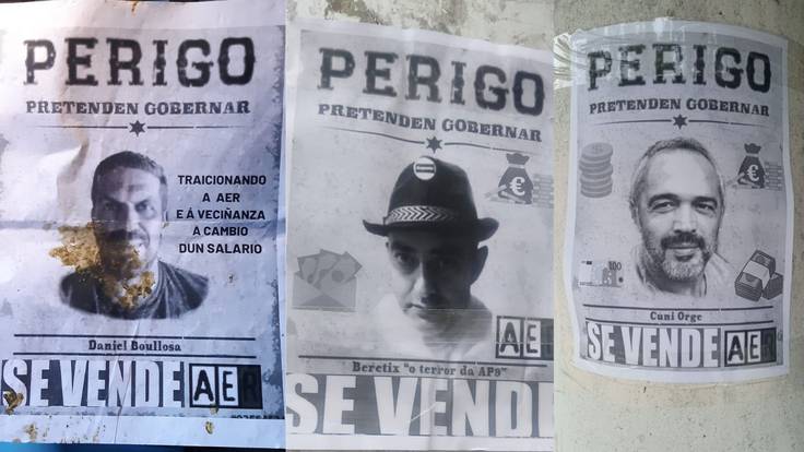 Cuni Orge, portavoz de AER, sobre los carteles con caras de los dirigentes que han aparecido por todo Redondela