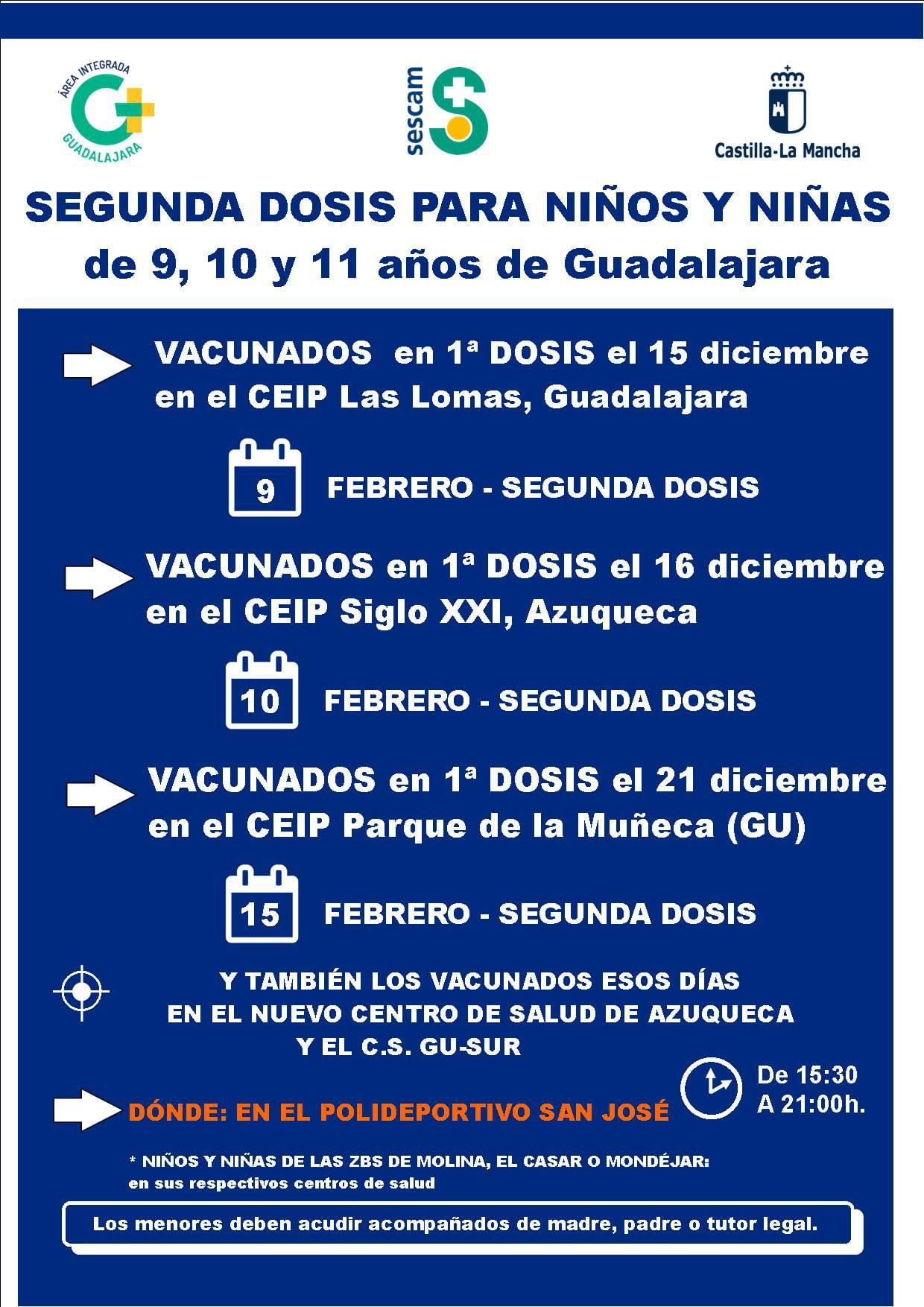 Comienza la vacunación de la segunda dosis contra la COVID de los niños de  9, 10 y 11 años | SER Guadalajara | Cadena SER