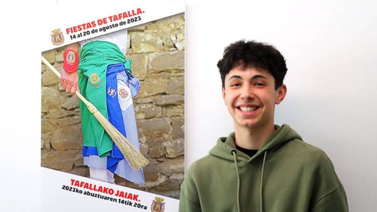 El joven tafallés Juan Aznar, autor del cartel de fiestas de Tafalla 2023, habla sobre la obra ganadora