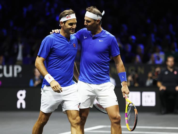 Roger Federer y Rafa Nadal durante la Laver Cup 2022