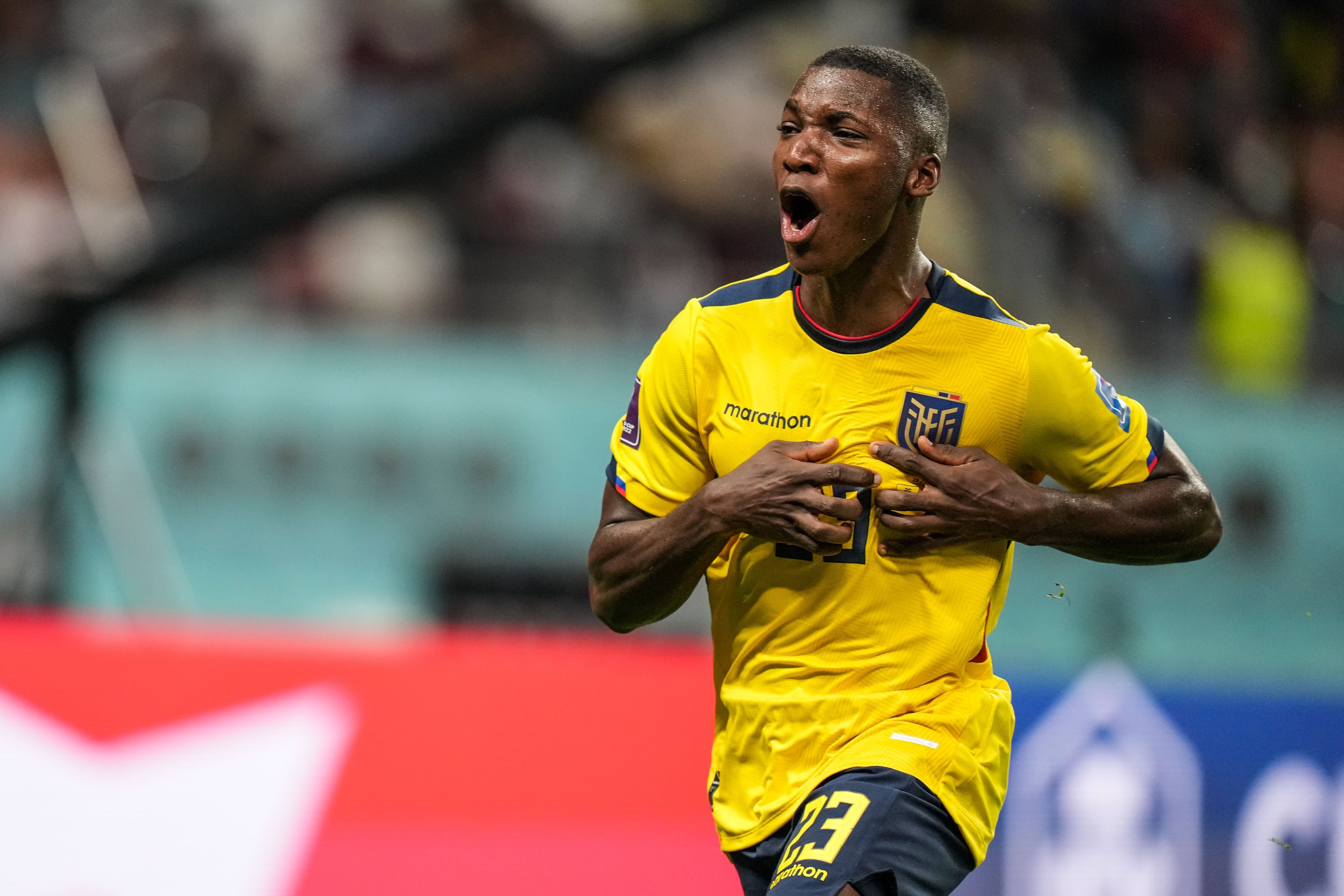 (23) CAICEDO Moises of team Ecuador celebrate after score first goal for his team during the FIFA World Cup Qatar 2022 match, Group A, between Ecuador and Senegal at Khalifa International Stadium on 29 November 2022 in Doha, Qatar.  (Photo by Ayman Aref/NurPhoto via Getty Images)