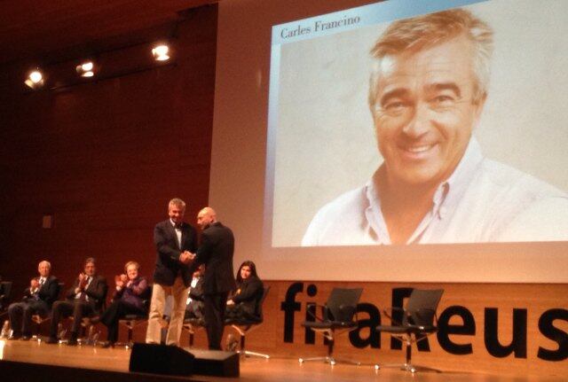 Francino en el momento de recibir el premio Gaudí Gressol