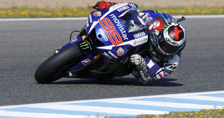 El piloto de MotoGP Jorge Lorenzo, durante la primera tanda de entrenamientos libres del Gran Premio de España.