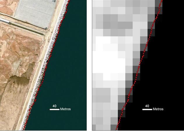 A la izquierda, fotografía extraída con el nuevo sistema de la UPV. A la derecha, imagen obtenida con los satélites Landsat