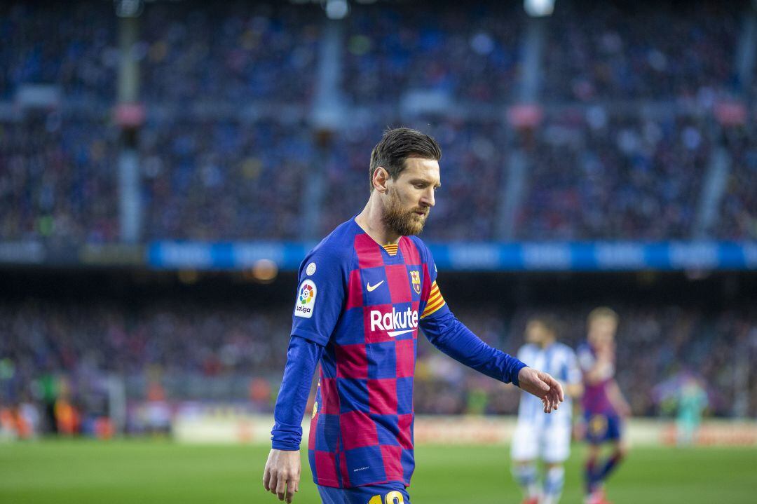 Messi, durante el último partido de Liga contra la Real Sociedad.