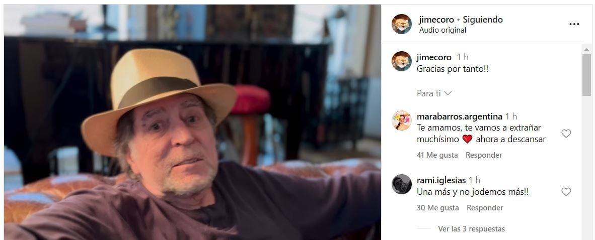 Mensaje emocionado de Joaquín Sabina tras el último concierto de su gira (INSTAGRAM).