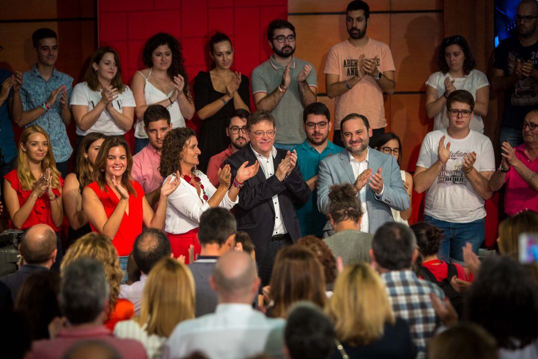 Sandra Gómez, Mercedes Caballero, Ximo Puig y José Luis Ábalos