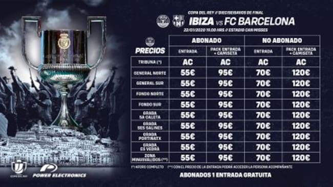 Imagen de la tabla de precios de las entradas
