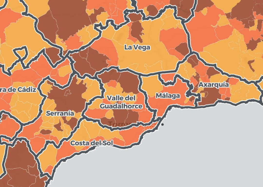 MapaCovid en la provincia de Málaga