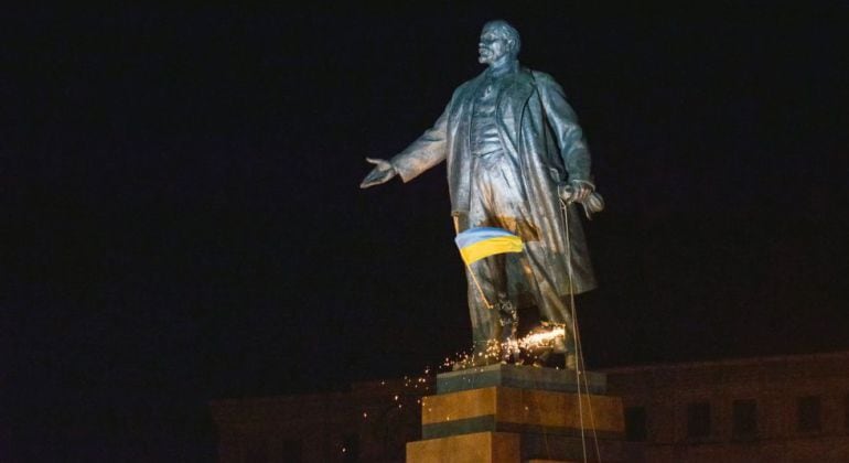 Estatua de Lenin en Ucrania, que fue derribada tras el Euromaidán.