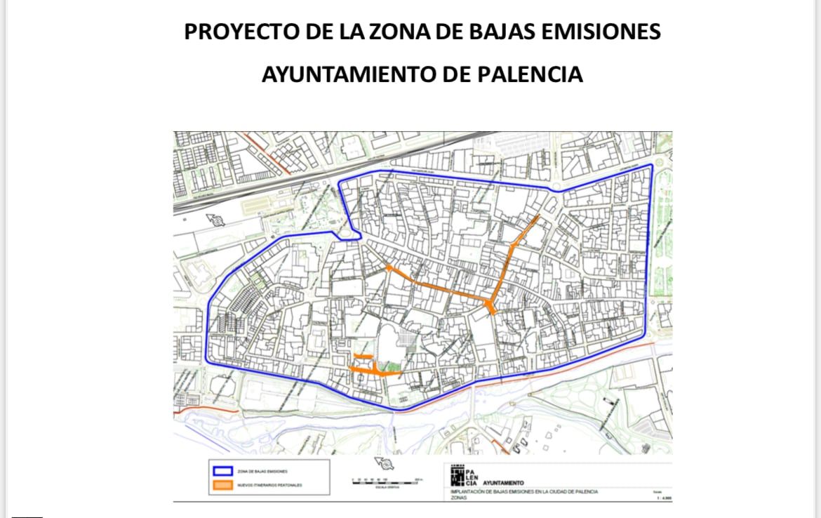 Delimitación de la Zona de Bajas Emisiones en Palencia