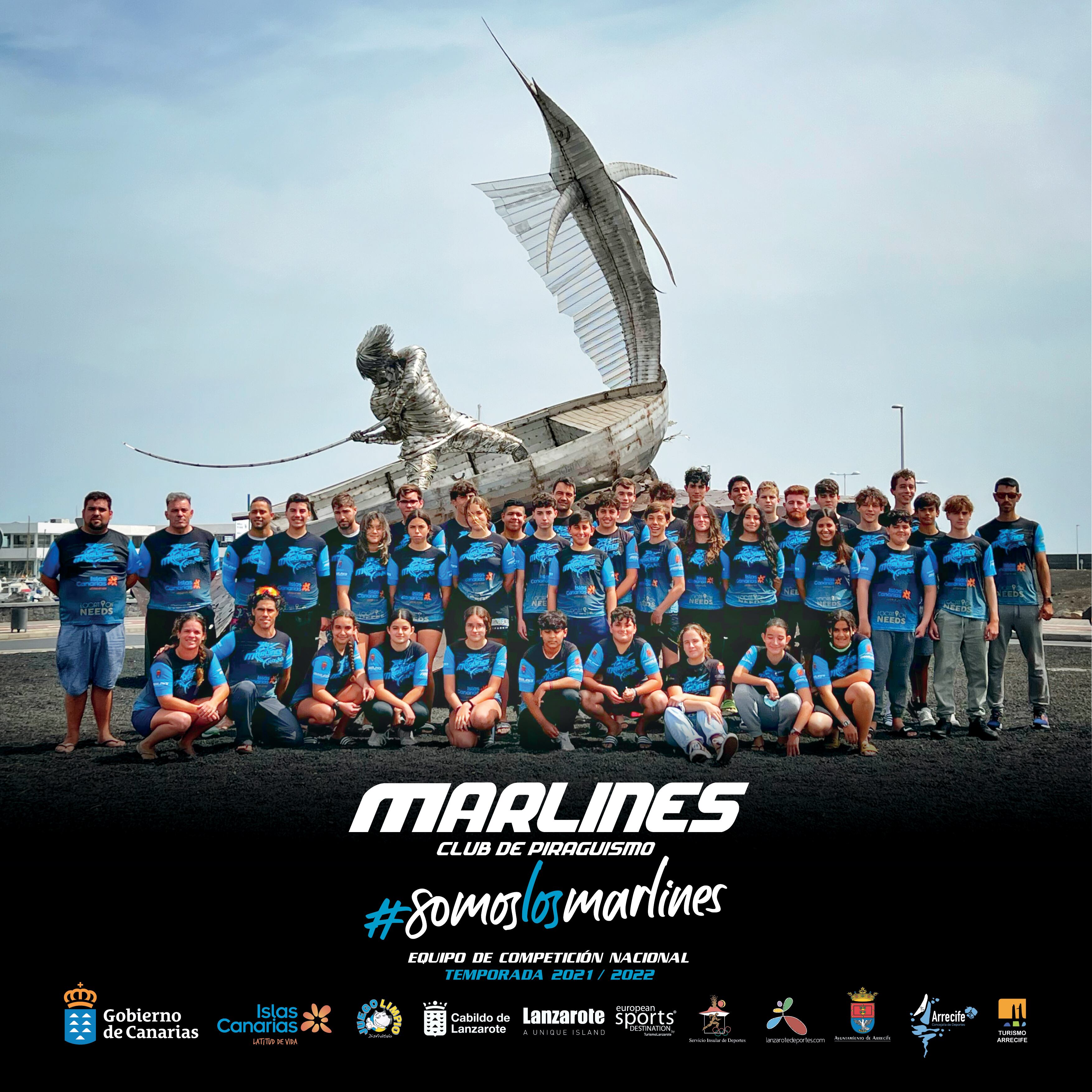 Equipo de palistas de Los Marlines de Lanzarote que se desplaza a Denia.