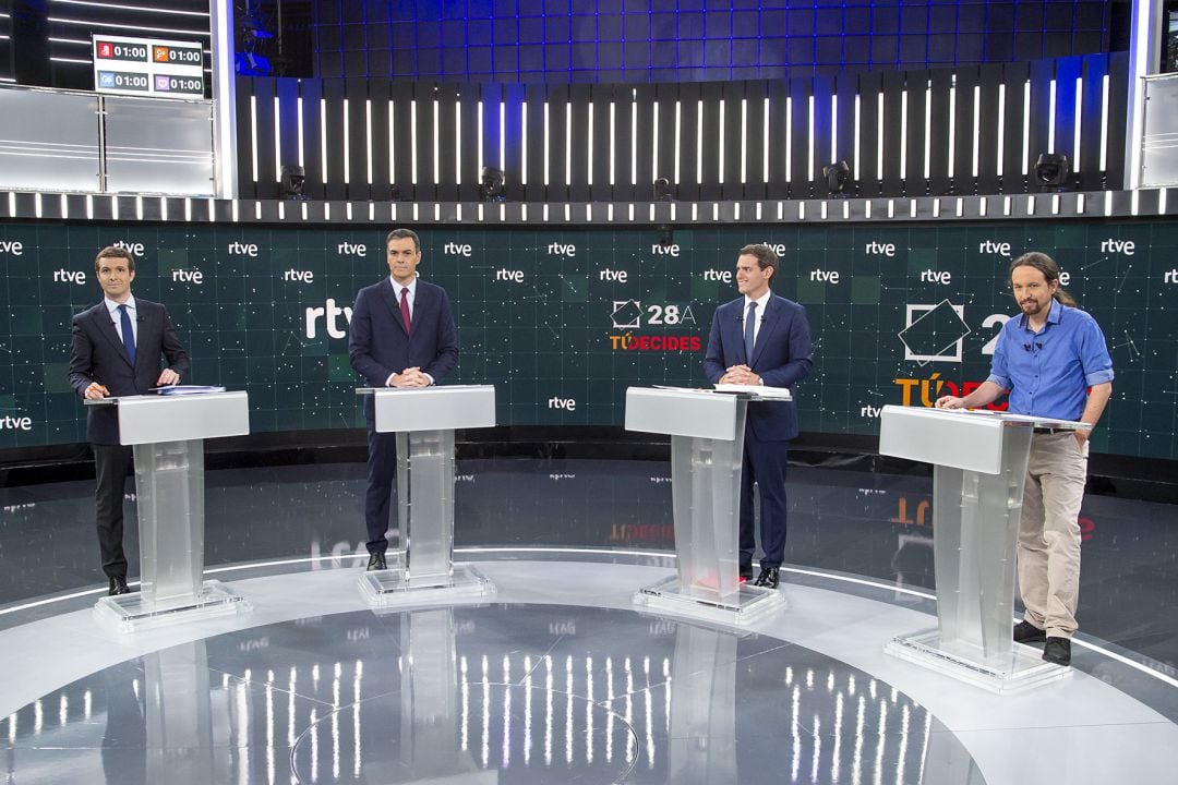 Los candidatos a la presidencia en el debate a cuatro de TVE