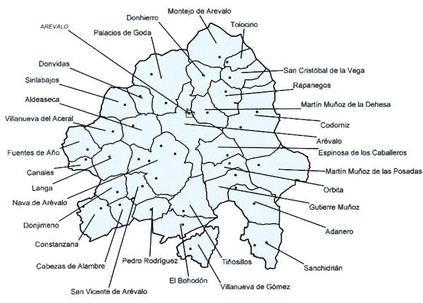 Área que abarca la Zona Básica de Salud de Arévalo (Ávila)