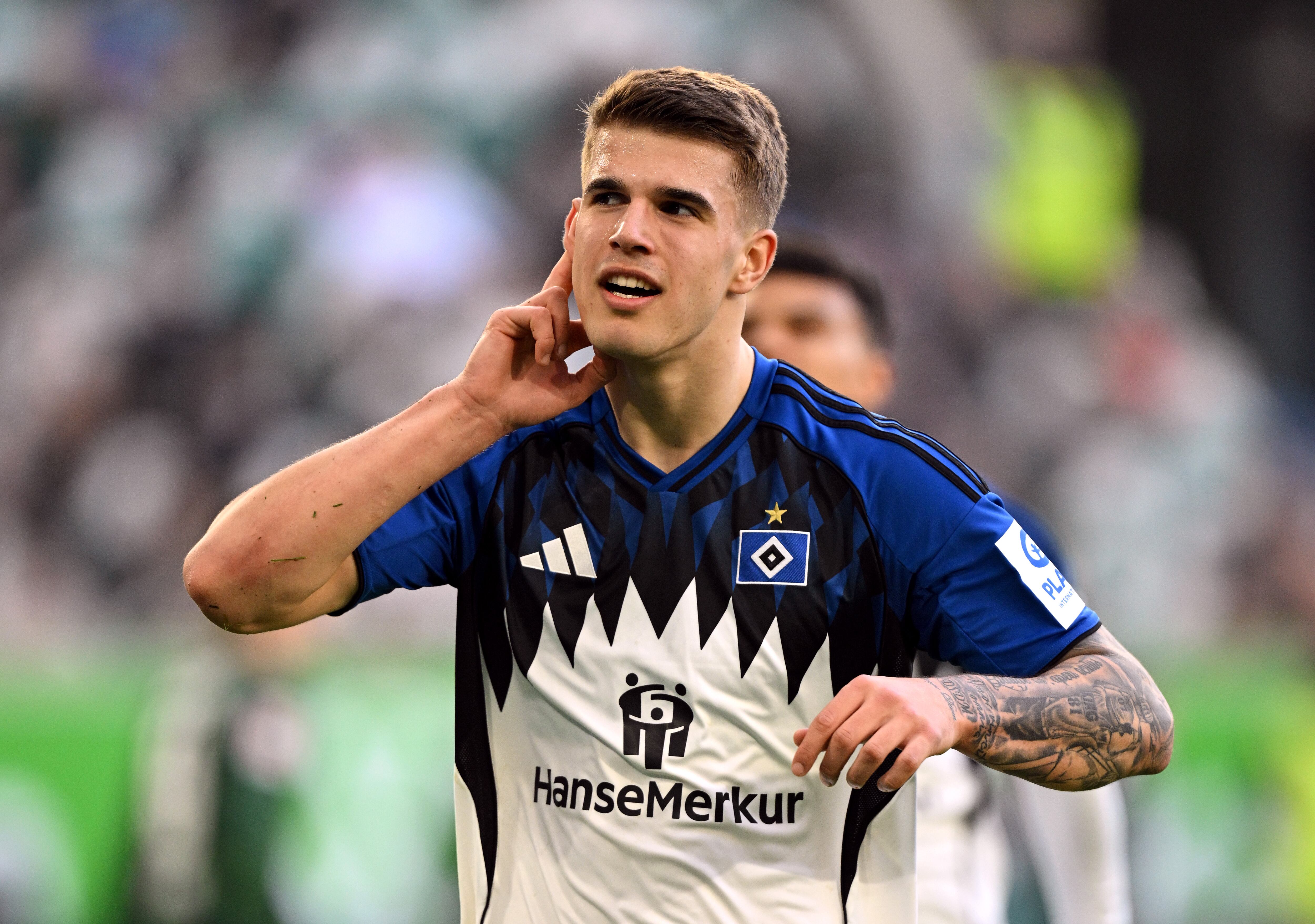 Luka Vuskovic, durante el partido con el Wolfsburgo. (Stuart Franklin/Getty Images)