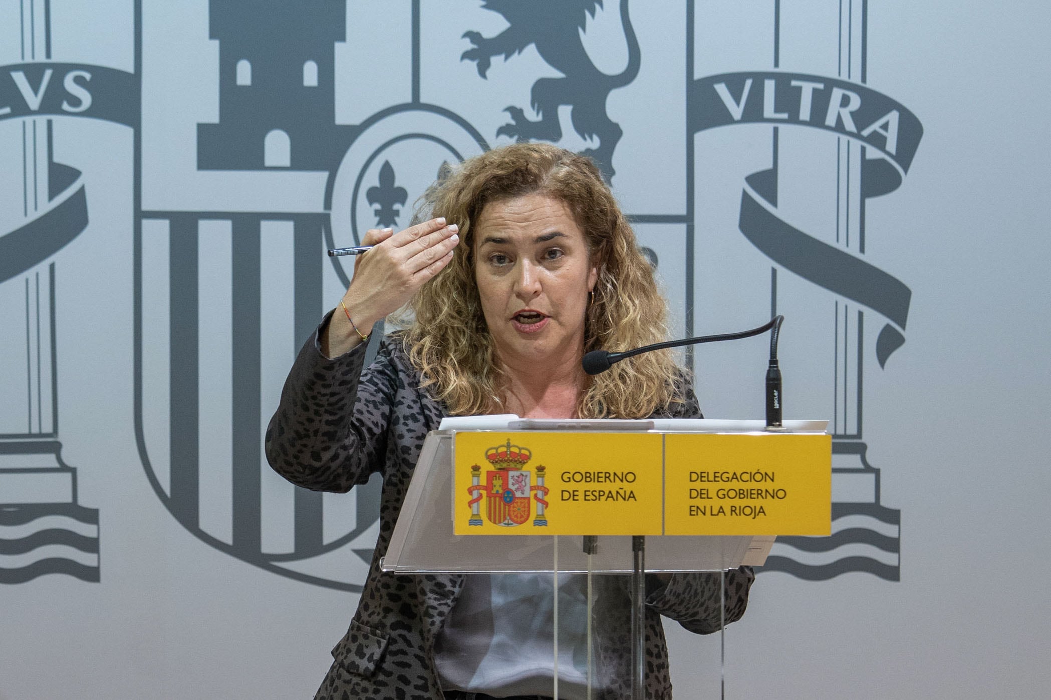 LOGROÑO, 29/04/2025.- La delegada del Gobierno en La Rioja, Beatriz Arraiz, en una rueda informativa este martes ha avanzado que no se conocerá, al menos, hasta esta noche si la comunidad riojana accede a la desescalada desde el nivel 3 de una emergencia nacional al nivel 2 autonómico por el apagón eléctrico de este lunes, como ha pedido este martes el Ejecutivo regional.-EFE/Raquel Manzanares