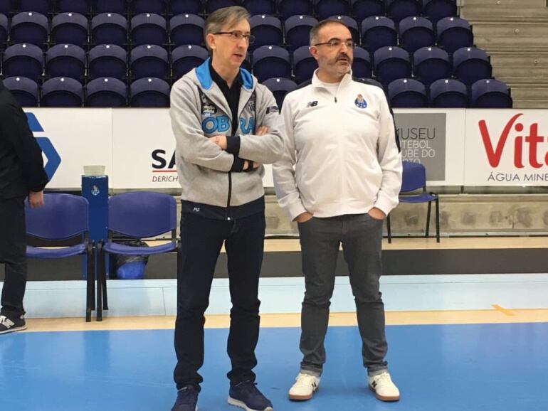 Moncho Fernández y Moncho López, entrenadores del Monbus Obradoiro y Porto 