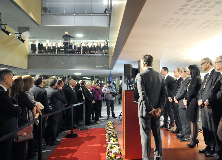 Un moment de la celebració del dia de la Constitució ahir
