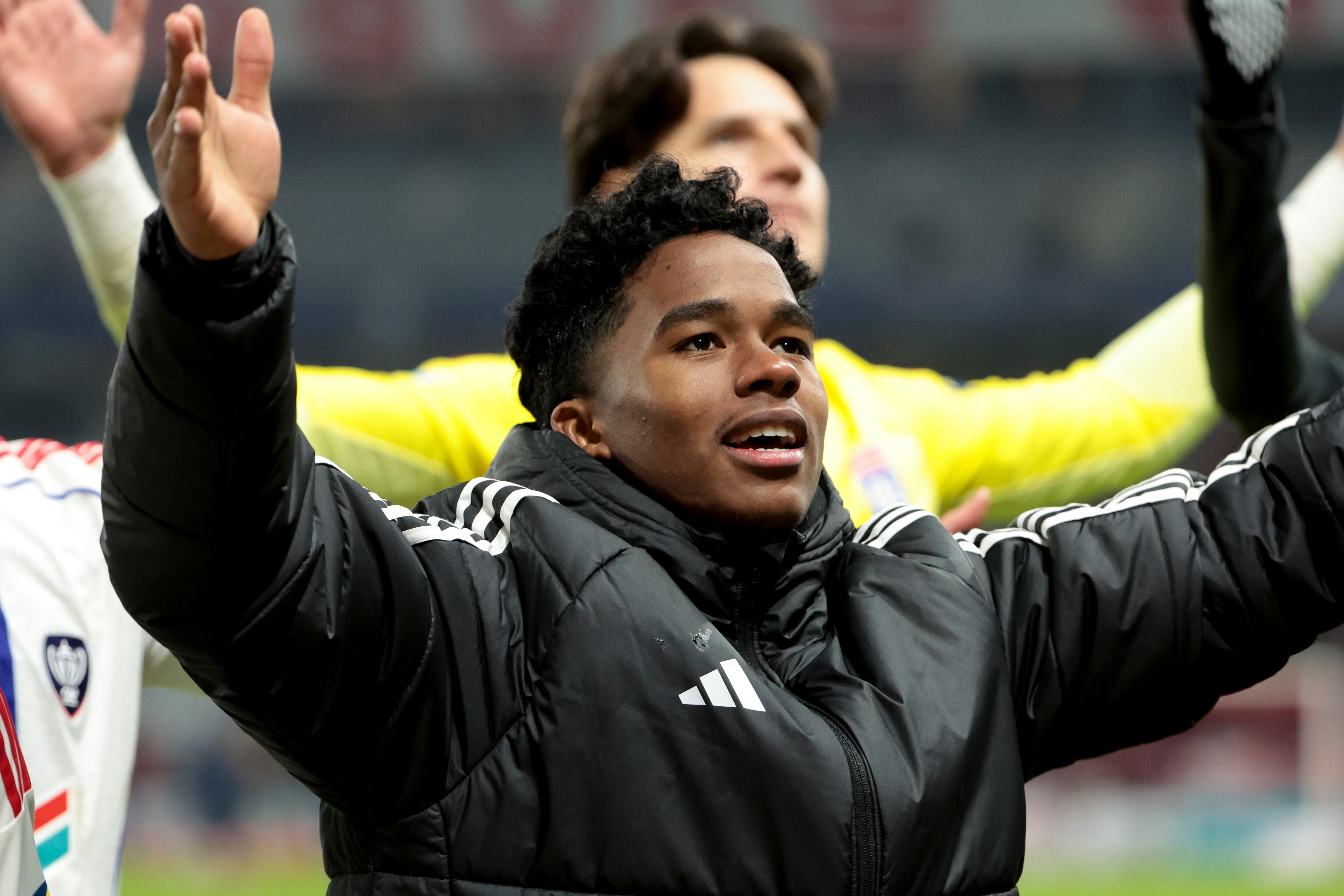 Endrick celebrando la victoria frente al Lille en la Copa de Francia