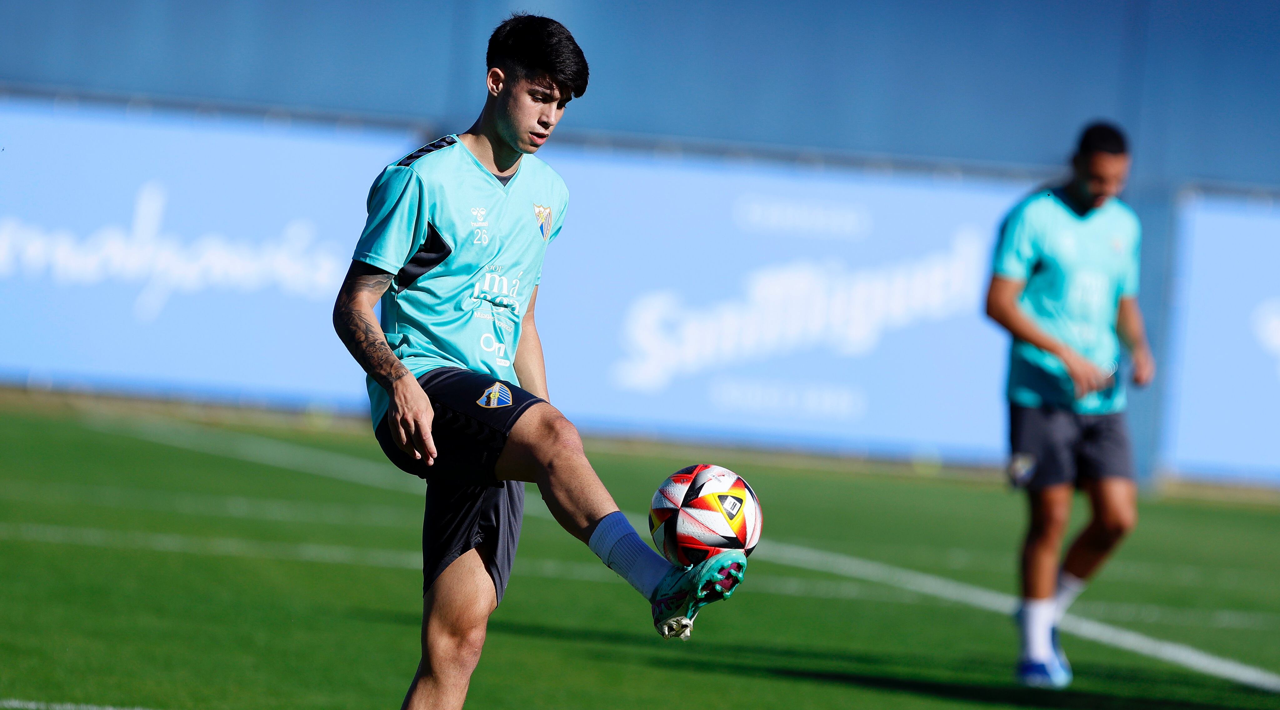 Antoñito Cordero, durante un entrenamiento del Málaga