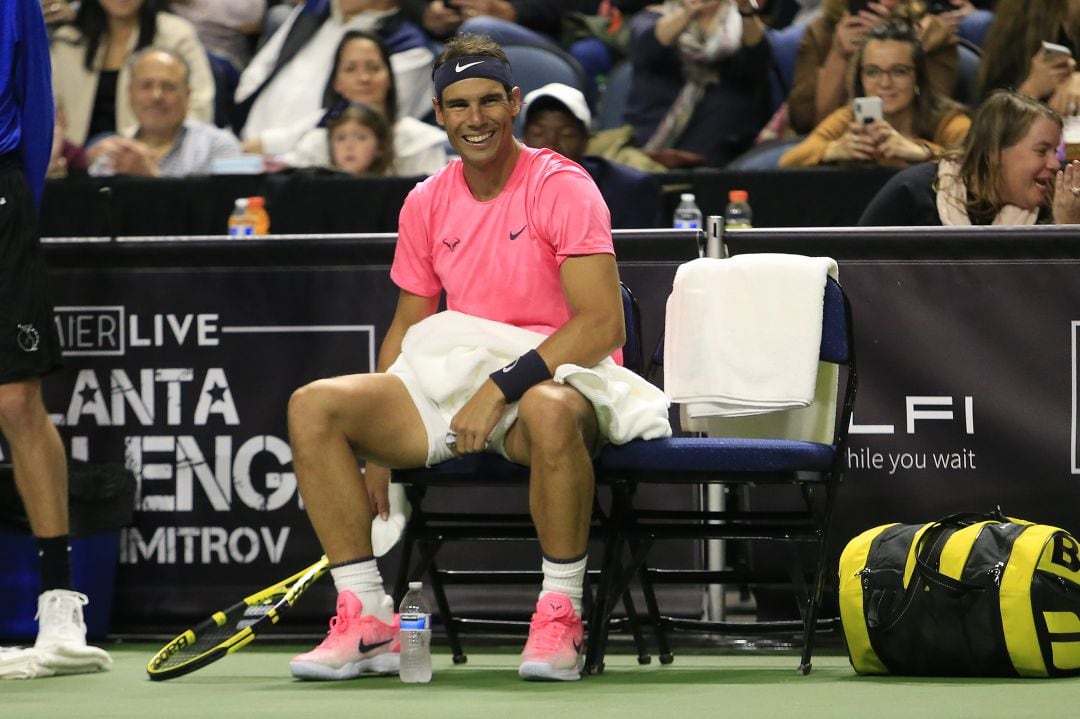 Rafa Nadal, en un partido ante Dimitrov.