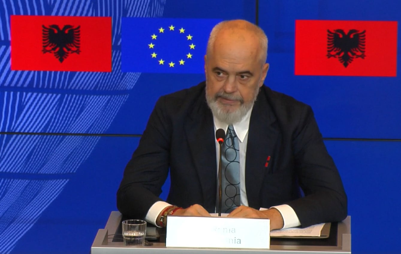 El primer ministro de Albania, Edi Rama, durante su comparecencia de este martes