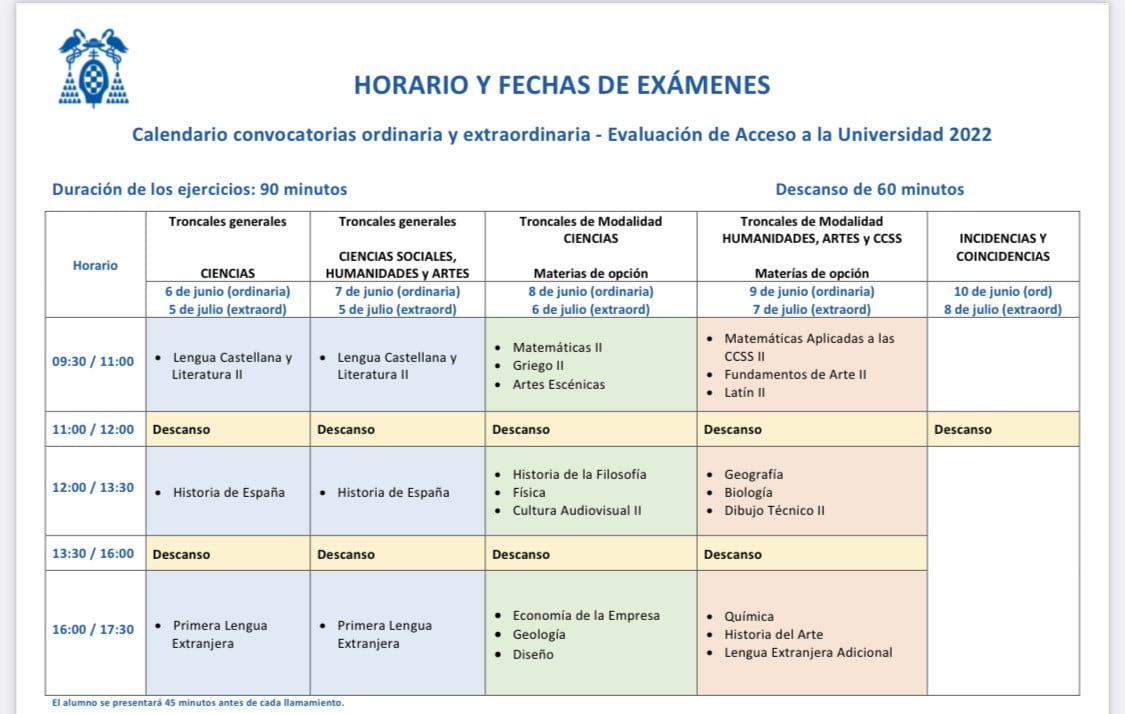 Horario pruebas