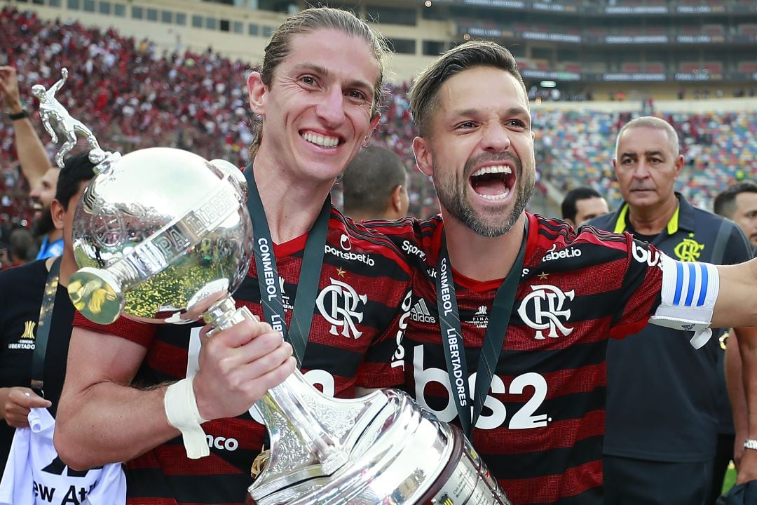 Filipe Luis, durante la celebración de la Copa Libertadores con el Flamengo