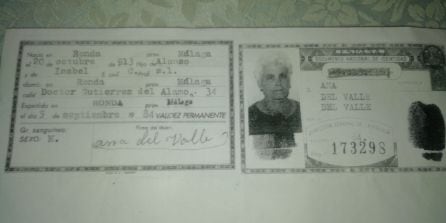 Documento Nacional de Identidad de Ana del Valle