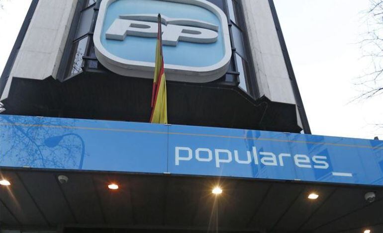 Imagen de la fachada del PP en la calle Génova, en Madrid. 