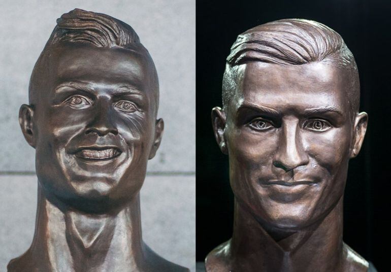 El primer y segundo busto de Cristiano Ronaldo para el aeropuerto de Madeira