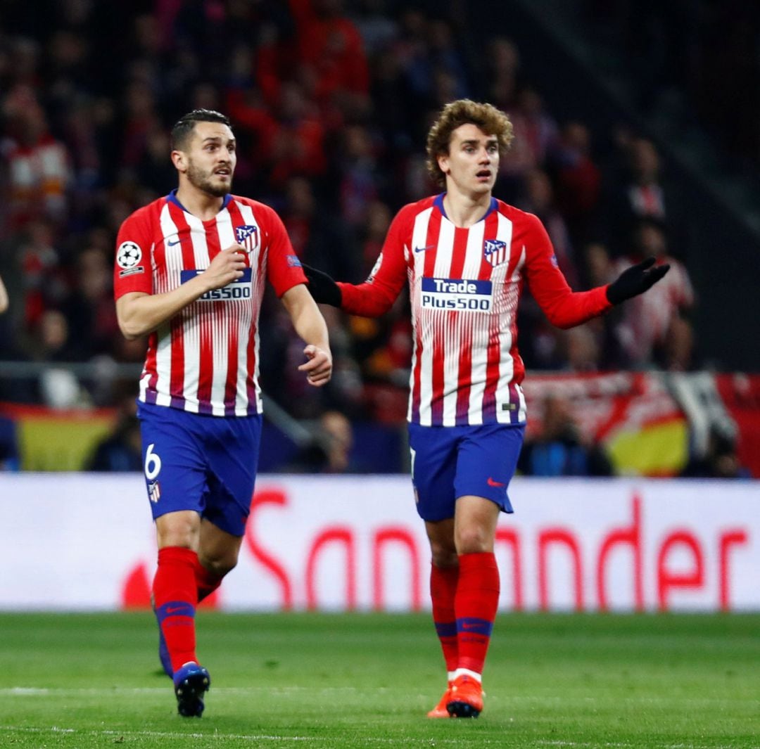 Griezmann y Koke durante el partido contra la Juventus