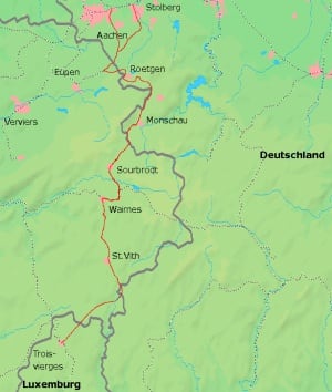 Recorrido del Vennbahn, entre Bélgica y Alemania.