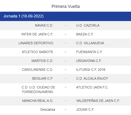 Publicado el calendario de Primera División Andaluza de Jaén.