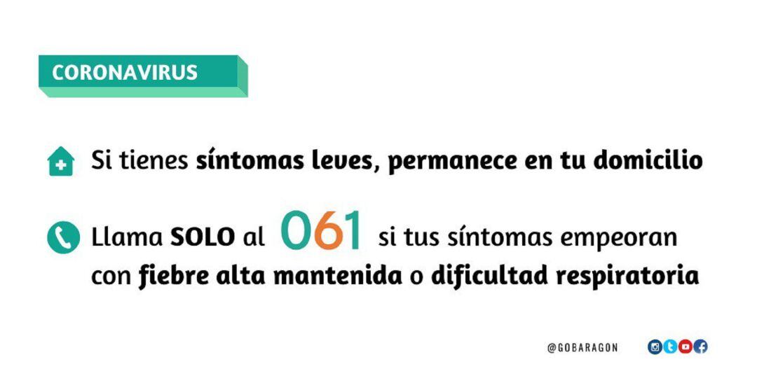 Las indicaciones del Gobierno de Aragón sobre el coronavirus