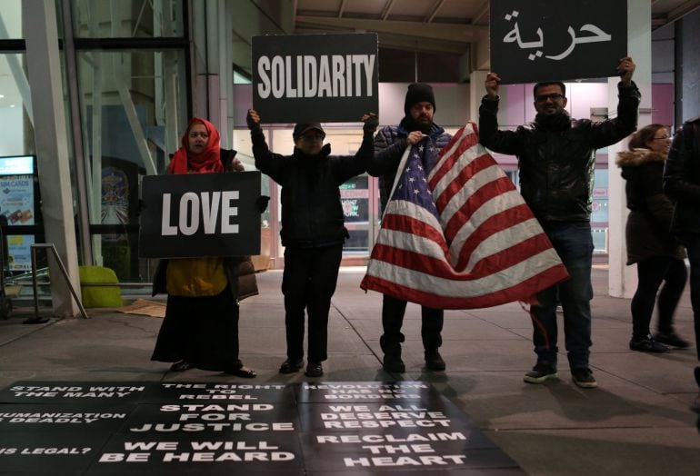 Protestas en la Terminal 4 del aeropuerto JFK