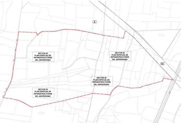 Plano del aeródromo de Valdepeñas, que tiene una superficie de hasta 60 hectáreas