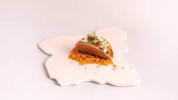 Un 'Taco-pastel de cordero a la murciana' es la tapa ganadora del Concurso Tapas y Pinchos de la Región de Murcia del cocinero Cándido Morales del restaurante Arrea Food, en Puerto Lumbreras.