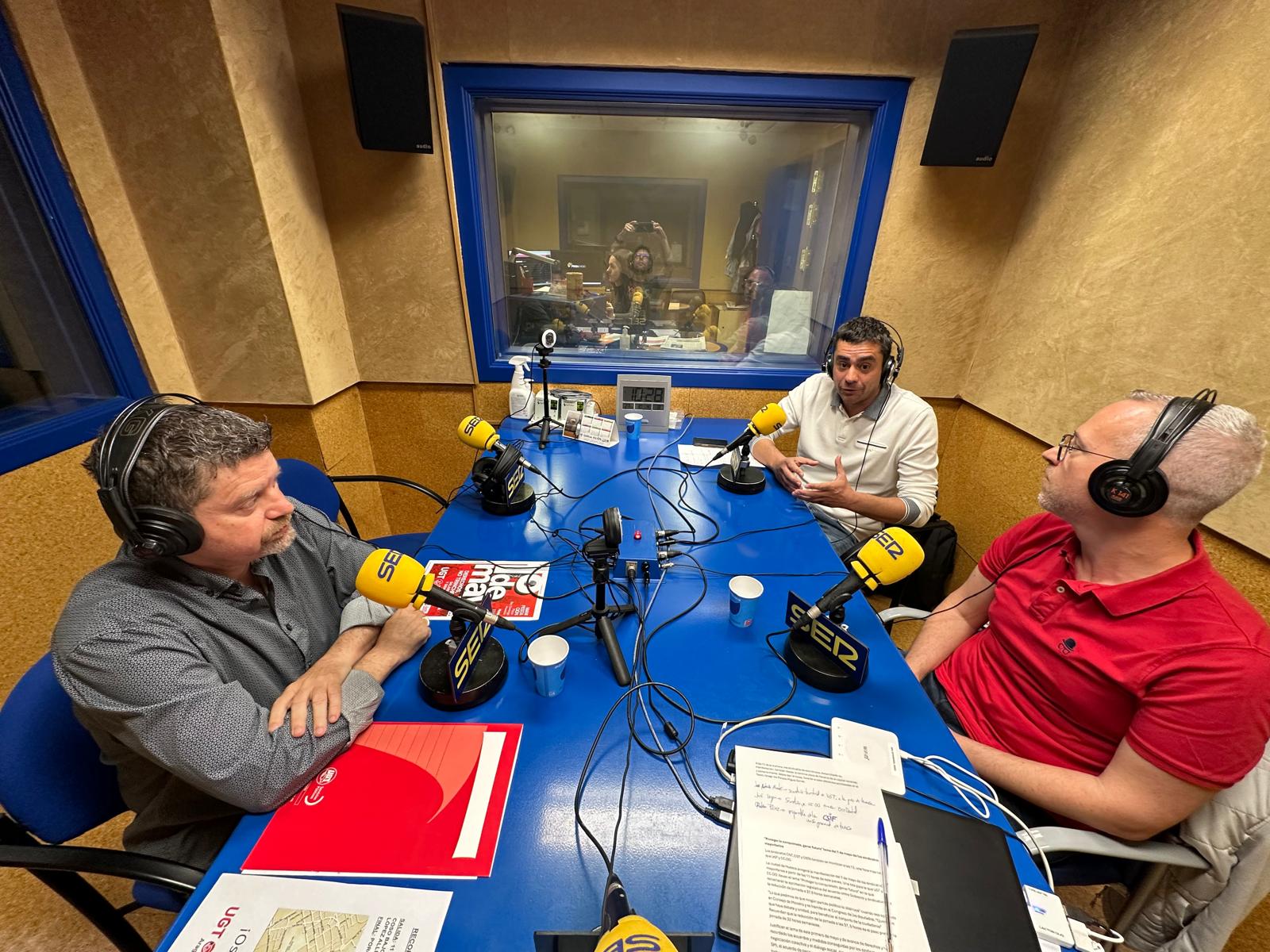 Representantes de organizaciones sindicales en Hoy por Hoy SER de Huesca