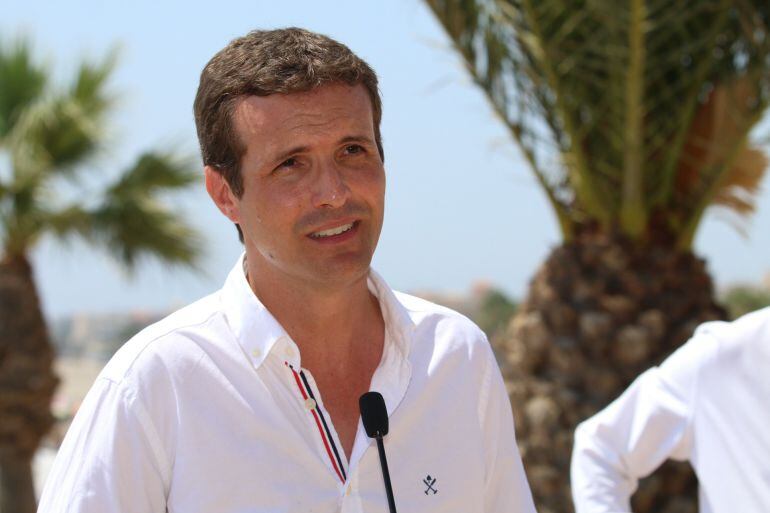 Pablo Casado, este jueves en un acto en Roquetas de Mar (Almería)