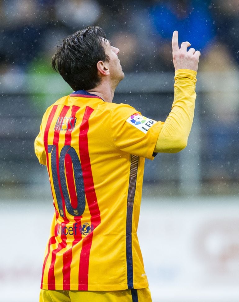 Lionel Messi Lionel Messi of FC Barcelona celebrates after scoring his team&#039;s third goal during the La Liga match between SD Eibar and FC Barcelona