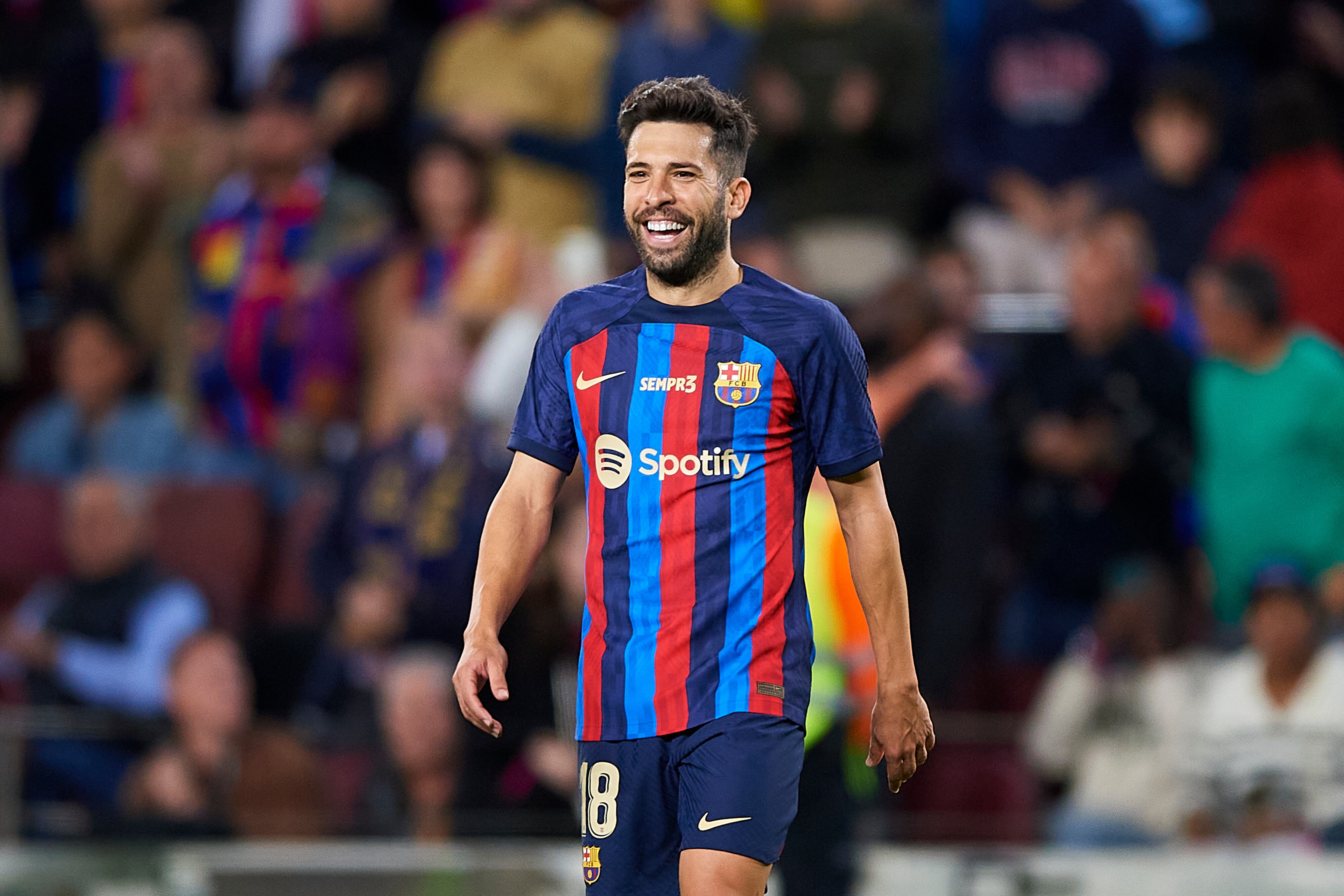 Jordi Alba, durante un partido de la pasada temporada, su última como blaugrana.